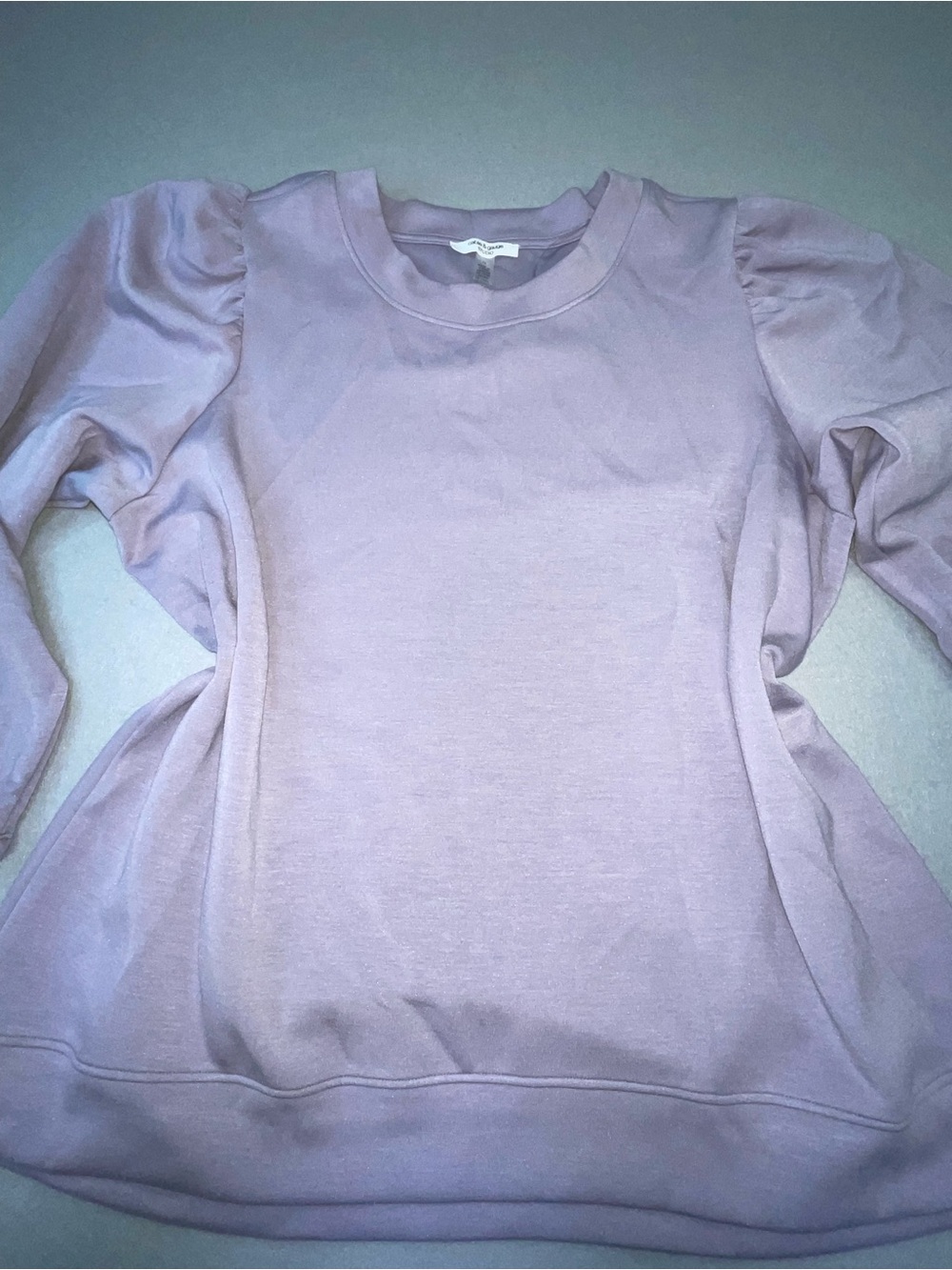 Cable & Gauge Women's Plus Knit Sweatshirt Puff Sleeve Pullover Purple 1X 211